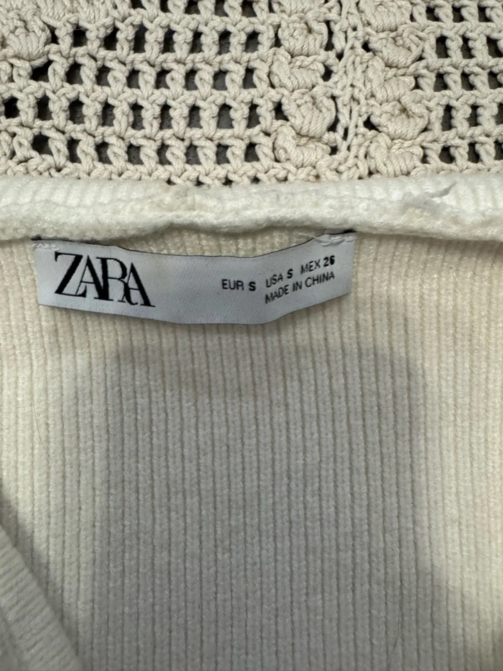 Zara Cream Zip Cardigan with Black Stripes - Picture 3 of 4